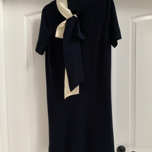 Tory Burch Blue and White Sheath Mini Dress Crew Neck Short Sleeve - Picture 6 of 10